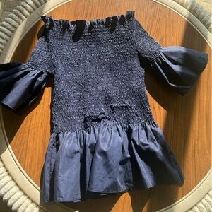 Elegant Navy Off Shoulder Top